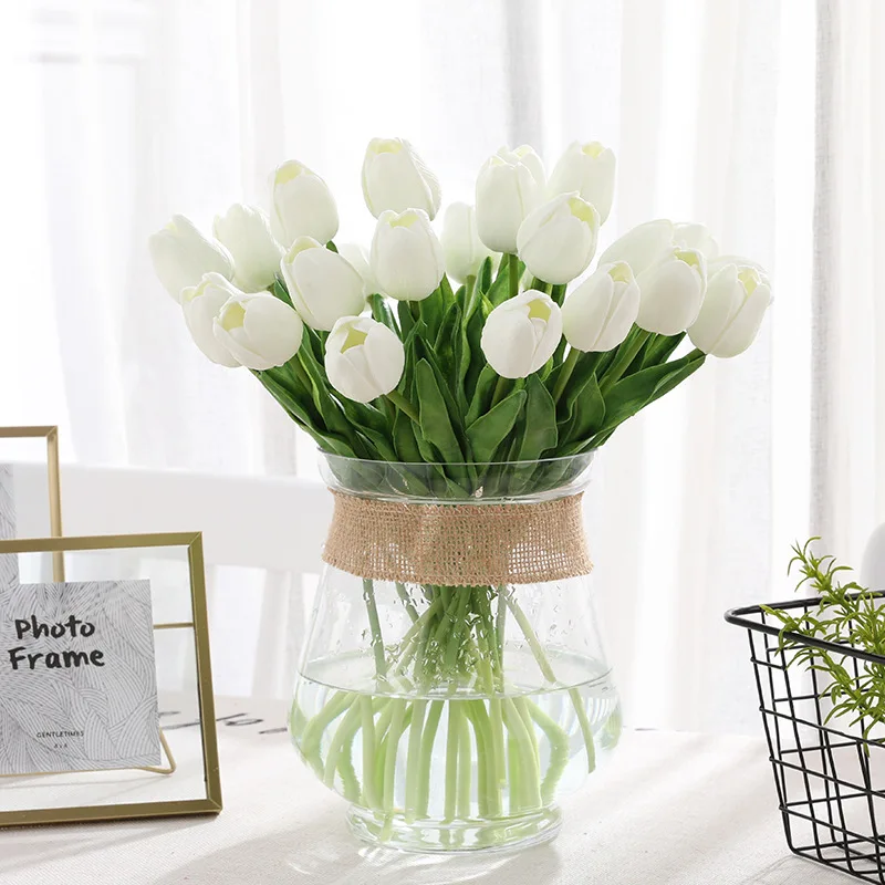 31pcs/lot Artificial Tulips Flowers Real Touch Flower Bouquet Fake Flower Gift For Birthday Wedding Party Home Garden Decoration