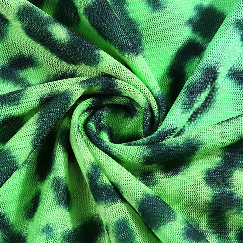 InstaHot леопардовая Сетчатая футболка укороченный топ зеленый прозрачный длинный рукав круглый вырез Осенняя Уличная Повседневная футболка Женская Новинка