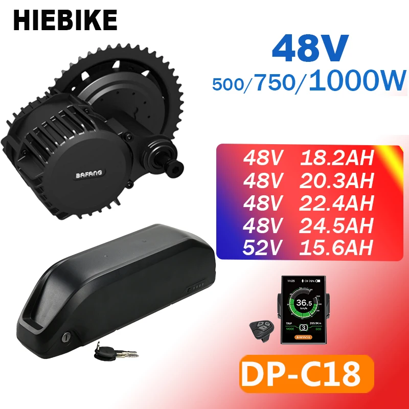8FUN 48V Ebike Motor Kit BBS02 500/750/1000W Electric Bike Conversion with 48v 18.2/20.3/22.4/24.5 52v 15.6ah Battery Bafang | Спорт и