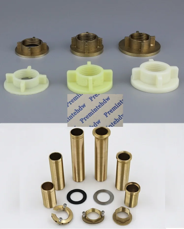 

10Pcs/Lot 1/2“ Plastic Brass Faucet Locknut Brass Nipple Kitchen Cold Warm Mixer 1” 32mm Lock nut Washer Rubber Seal Gasket