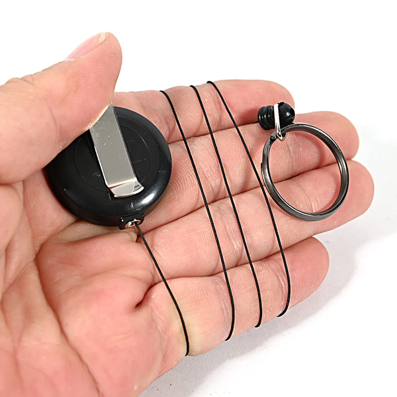 Key Chain Retractable Extendable Metal Wire 60cm Clip Pull Anti Lost ID Card Holder