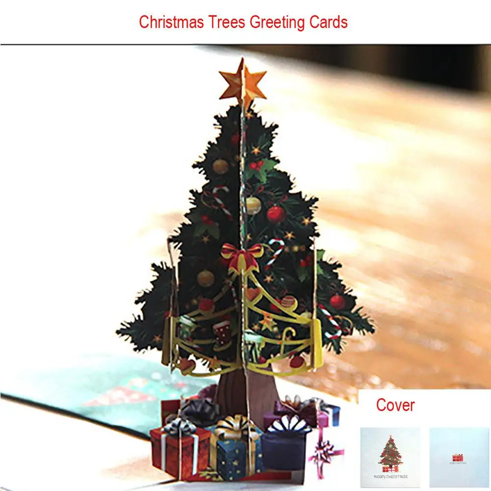 Складные Рождественские елки имя полые поздравительные открытки