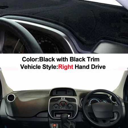 2 слоя крышка приборной панели автомобиля тире коврик ковер для Renault kangoo 2010- LHD RHD 2011 2012 2013 - Название цвета: RHD Black