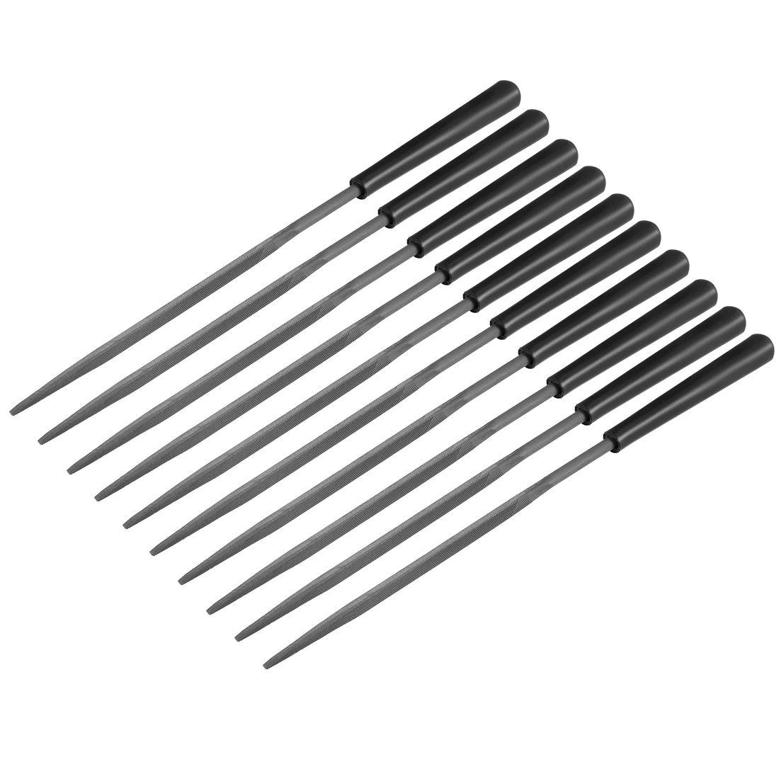 10 Pcs Second Cut Steel Triangular Needle File 3mm x 140mm with Plastic Handle
