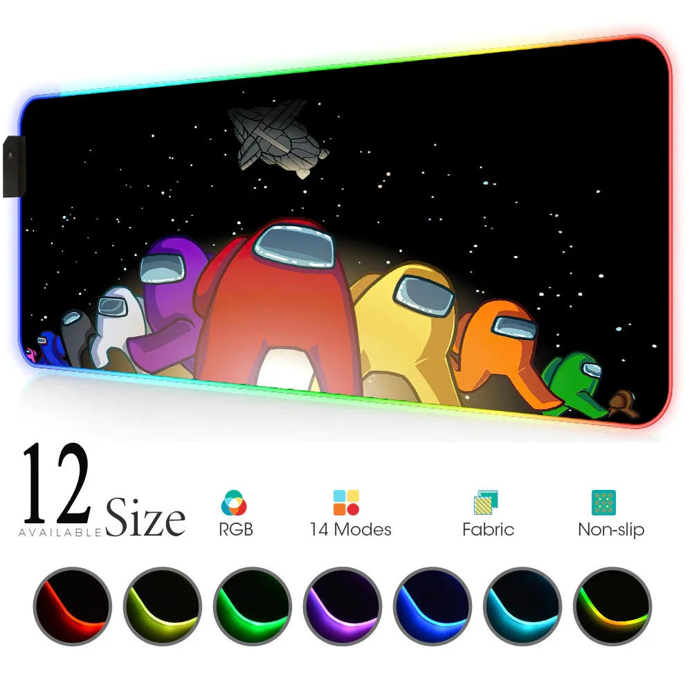 

Among Us Mouse Pad with Backlight Rgb Mat Led Pad Mouse Computer with Cable Gamer Decoration Anime Mat Keybord Kawaii Cute Pads