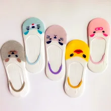 Летние носки без показа с героями мультфильмов женские хлопковые носки для ног маленькая Желтая утка женские носки неглубокие носки со скрытым носком женские Zhuji S