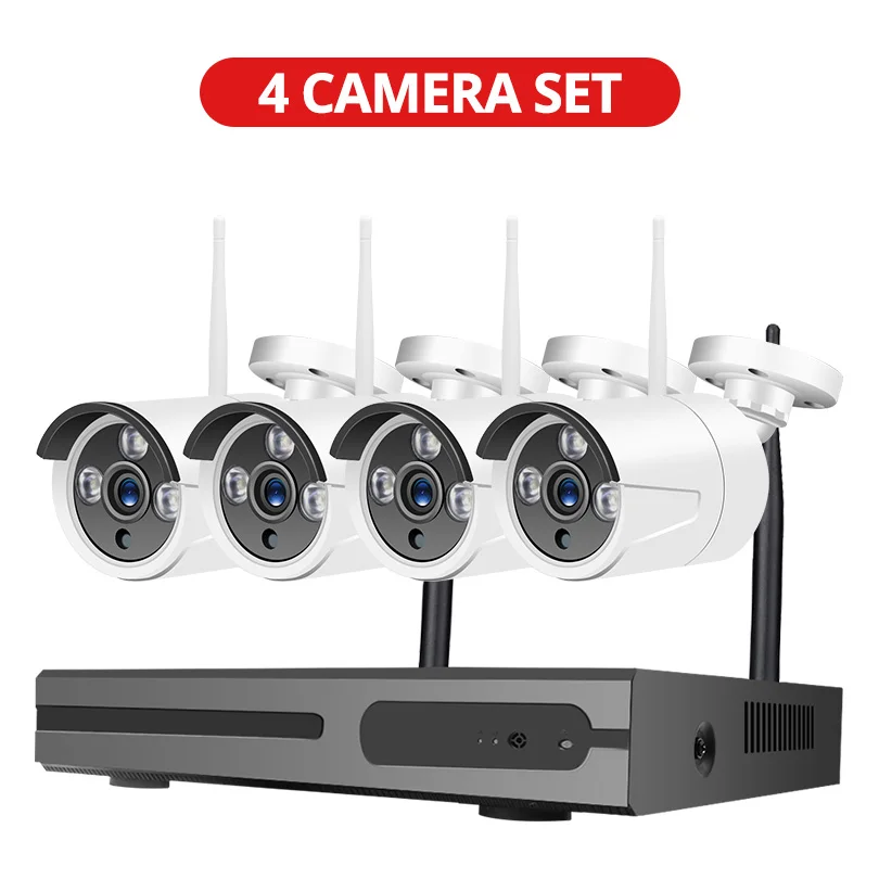 4 Cameras Wheezan система безопасности камеры CCTV Wifi 1080 P NVR 8CH видеонаблюдения HD ip-камера беспроводная наружная домашняя P2P Camara комплект - Цвет: 4 Cameras