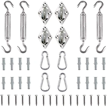

44Pcs Anti-Rust Stainless Steel Shade Sail Hardware Kit for Triangle-Sun Shade Sail Installation