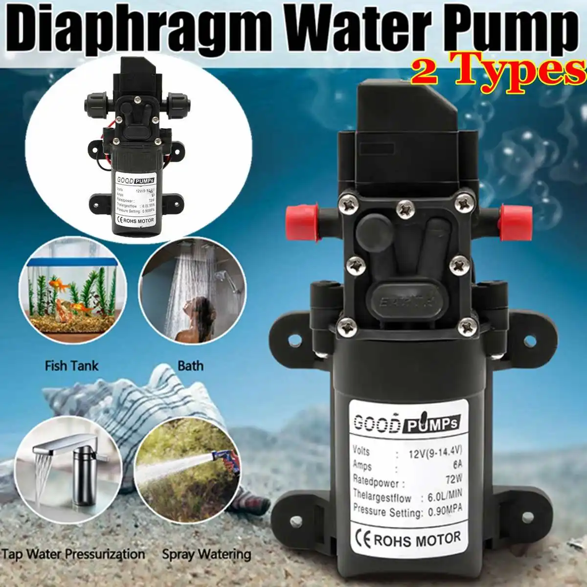 DC 12В 130PSI 6л/мин водяной мембранный Водяной насос высокого давления самовсасывающий насос автоматический переключатель 72 Вт|Насосы| | АлиЭкспресс