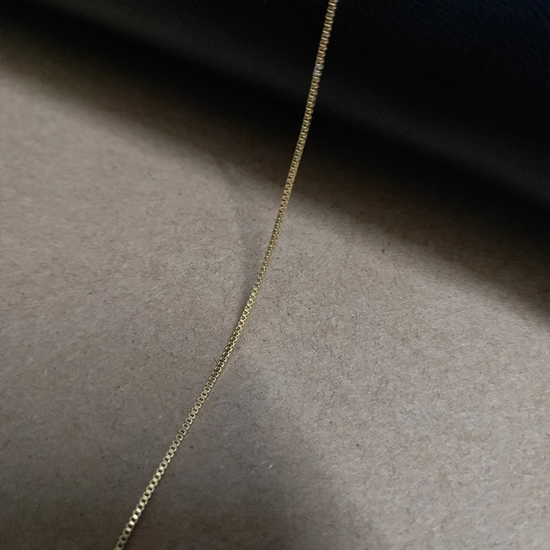 Настоящее однотонное 925 пробы Серебряное ожерелье цепочка для женщин массивное 16 18 дюймов простые золотые цепи оптом подарок на день Святого Валентина - Окраска металла: box chain-gold