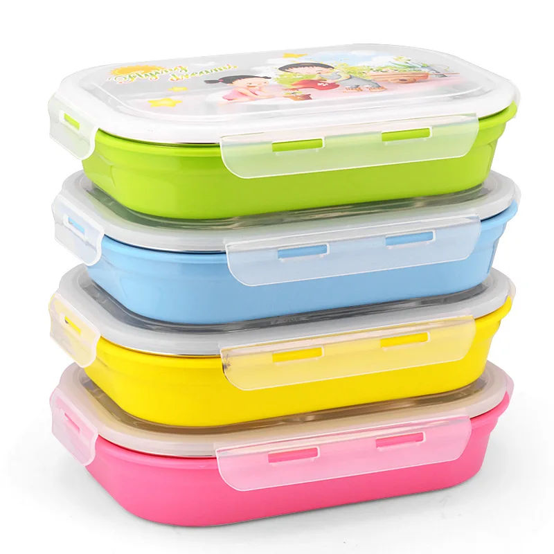 Мультяшный Ланч бокс для детей пластиковый контейнер еды Bento box 304 нержавеющая