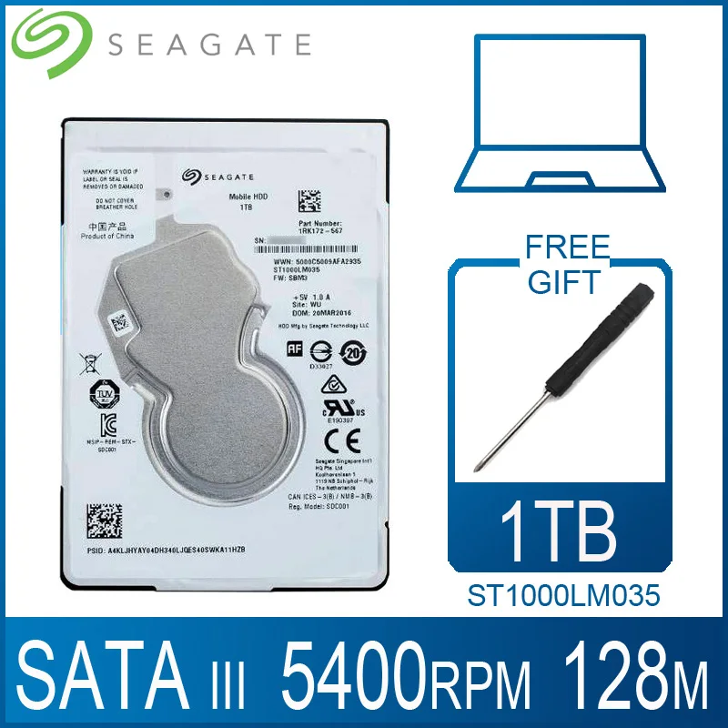 

Seagate 1TB Laptop Hard Drive Disk Disc 5400 RPM 128M 2.5" Internal HDD HD Harddisk SATA III 6Gb/s Cache 7mm for PS4 Notebook