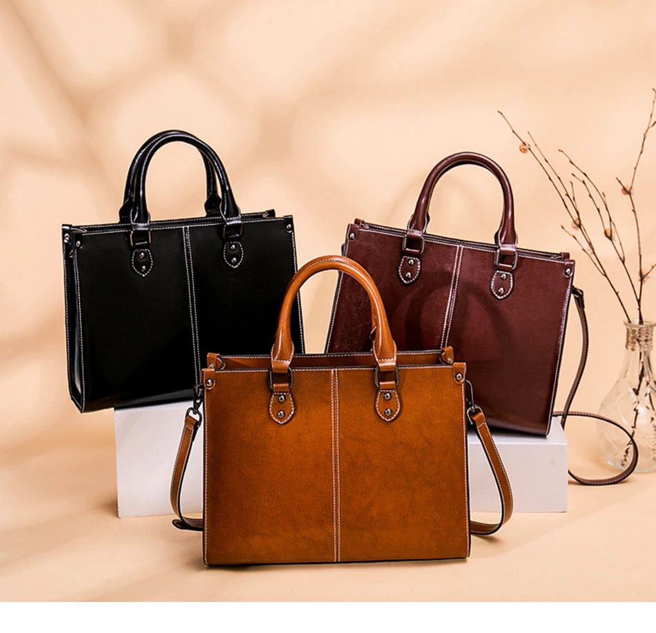 key wristlet Quality Vintage Retro Tote Purses and Handbags Women Leather Ladies Shoulder Hand Bags for Women 2022 Coffee Brown Green Black mens wallet