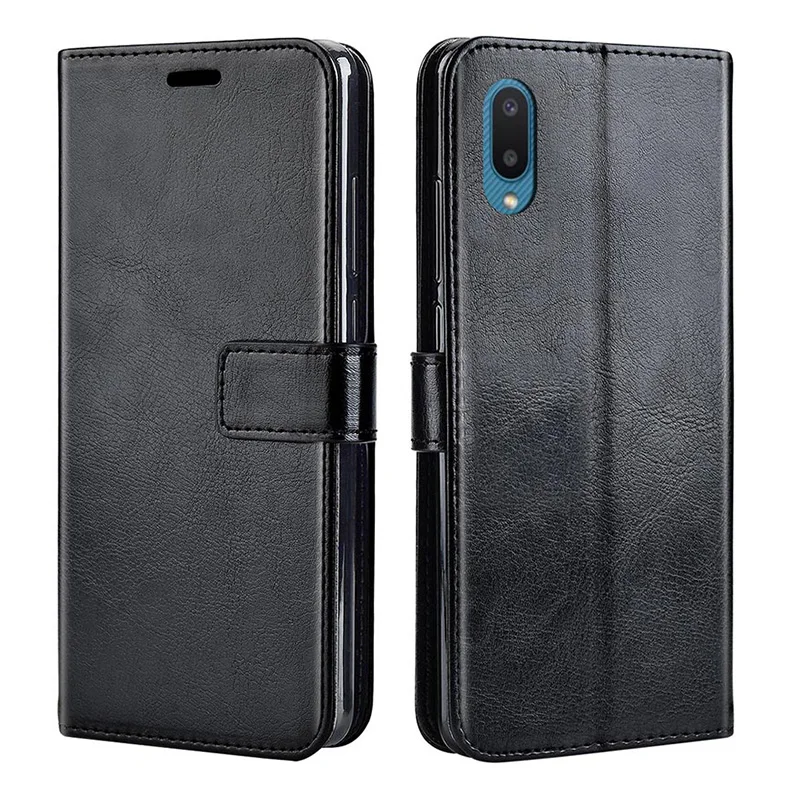Funda de cuero con tapa de lujo para Samsung A02, carcasa trasera para teléfono Samsung Galaxy A02 A 02 A022F, cubierta de 6,5 pulgadas