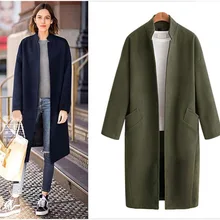Fashion Casual Long Wool Blend Ladies Coat Solid Slim Women's Jacket Open Stitch Korean Womens Fashion Coat
