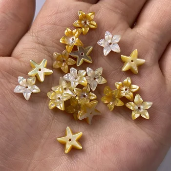

5Pcs Shell Beads Flower-shaped Yellow Loose Shell For Jewelry Making DIY Necklace Bracelet Earring Handiwork Sewing Accessory
