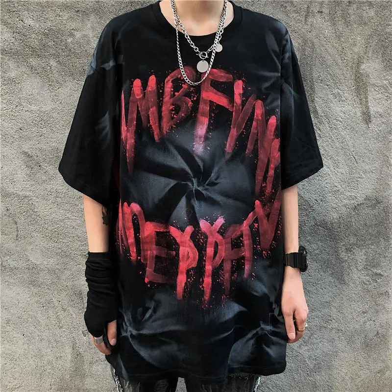 

Tie-dye T Shirt Men's Fashion Printed Casual Cotton Hip-hop T-shirt Men Streetwear Wild Loose Short-sleeved T-shirt Summer