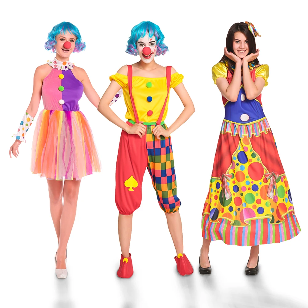 

Adult Women Clothing Costumes Halloween Funny Circus Naughty Harlequin Uniform Costume Fancy Dress Cosplay for Clown Costume