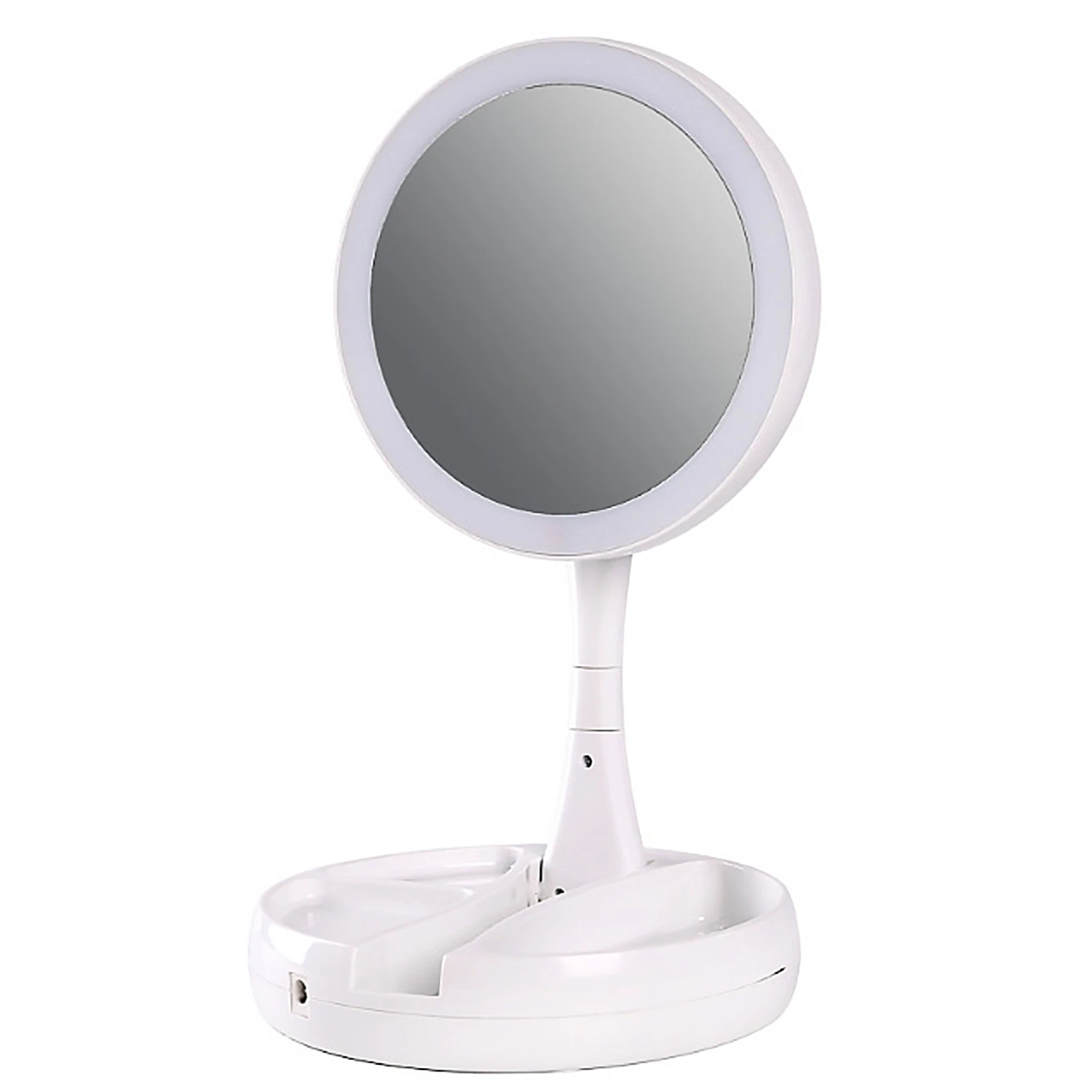 Светодиодный складной зеркало для макияжа с подсветкой, 360 градусов, 10X увеличительное зеркало с подсветкой, косметическое зеркало для макияжа, складное