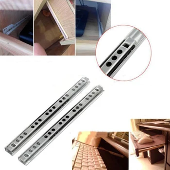 

1Pair Drawer Runners Groove Ball Bearing Heavy Duty Ball Side Slide Rail Mute