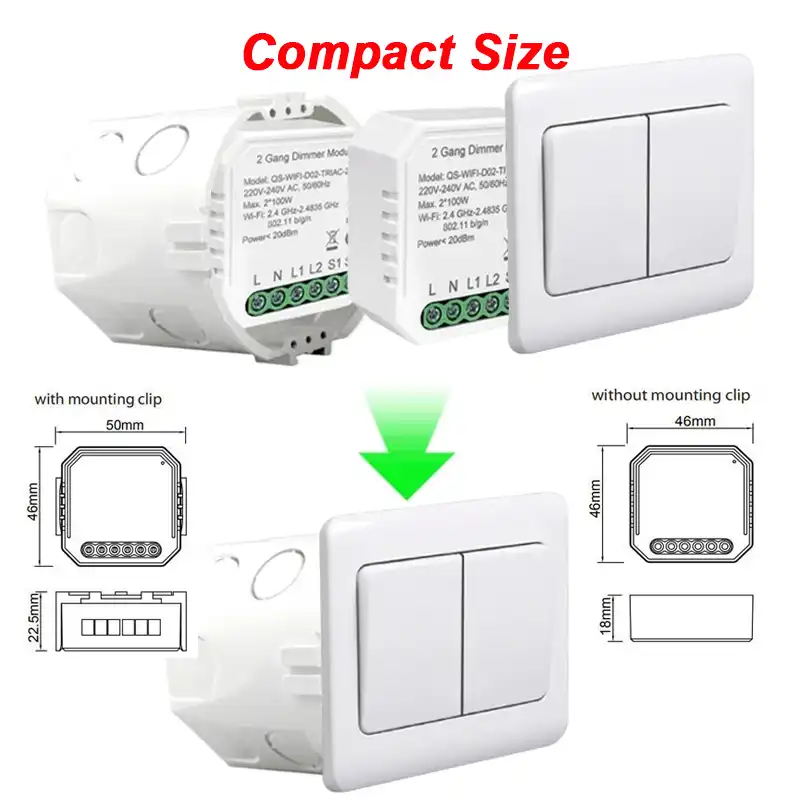 funciona con Alexa Google Home M/ódulo de interruptor inteligente Zigbee control remoto interruptor de atenuaci/ón inteligente 1//2 cuadrilla 220 V con m/ódulo de interruptor de luz neutral de 2 v/ías