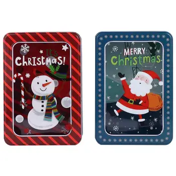 

2pcs Candy Boxes Iron Christmas Rectangular Gift Boxes Storage Boxes Cookie Boxes for Gift Party
