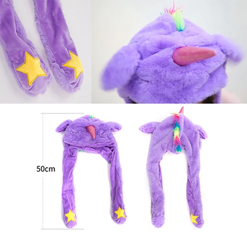 

2019 Kids Cute Plush Unicorn Pinching Unicorn Ear Hat Can Move Airbag Cap Toy Gift For Kids Girls Girlfriend Women Accessories