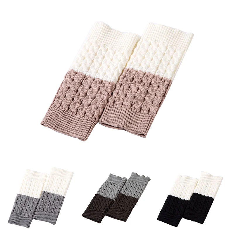 

Women Leg Warmers Winter Warm Patchwork Thermal Acrylic Knitted Boot Cuffs Socks Cover Shoe Boot Socks