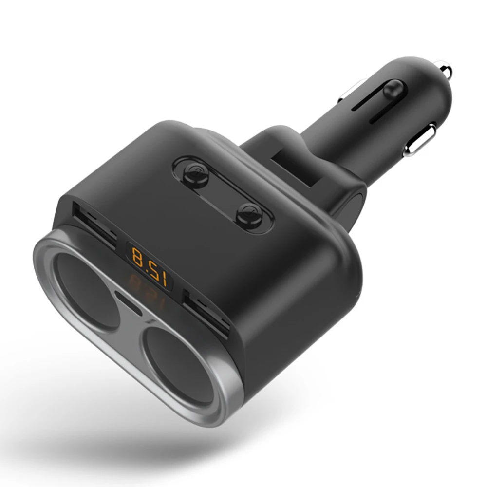 Многофункциональное автомобильное зарядное устройство с двумя usb-разъемами для быстрой зарядки с переключателем, 2 гнезда, Разветвитель Прикуривателя 80 Вт для телефона