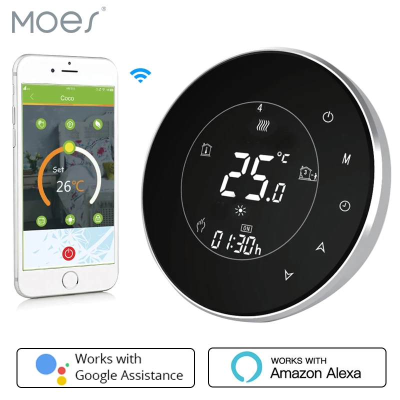 BHT-6000-GBLW LCD Touch Screen Electric Underfloor Heating Thermostat Backlight WIFI 16A Works with Alexa Google Home
