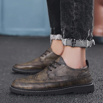 

Classic Designer Men Casual Shoes Fashion Sneakers Leather Soft Rubber Men Flats Shoes lace up oxfords Mens Shoes Footwear
