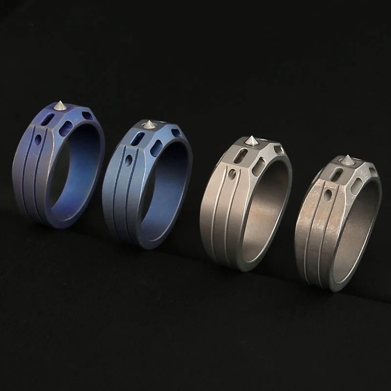 

Titanium alloy tactical defensive ring tritium tube luminous ring EDC refers to tungsten steel window breaking defense