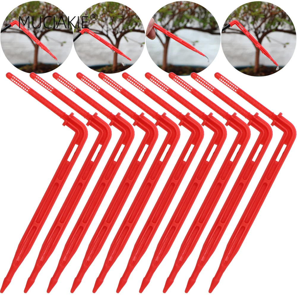 

MUCIAKIE 50-1000PCS 1/8'' Red Drippers 3/5mm Bending Arrow Emitters Garden Potted Irrigation Watering Micro Drip System Fittings