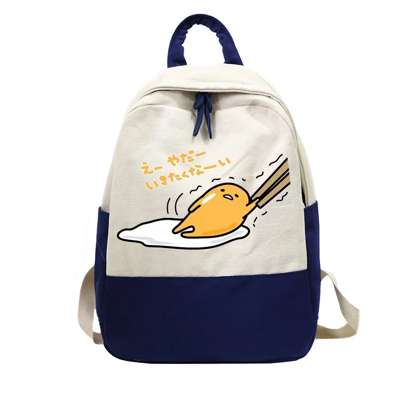Японский стиль Gudetama холщовый рюкзак для женщин симпатичное яйцо принт дорожный Рюкзак Школьная Сумка для досуга для девочек-подростков сумка на плечо - Цвет: 10