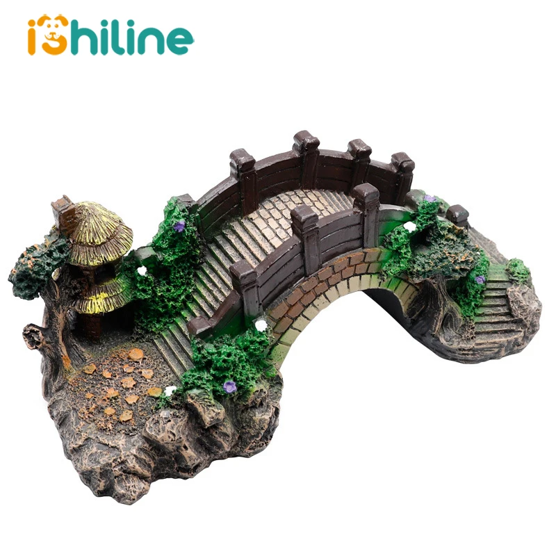 

Aquarium Decoration Fish Tank Bridge Landscape Ornaments Pavilion Tree Resin New
