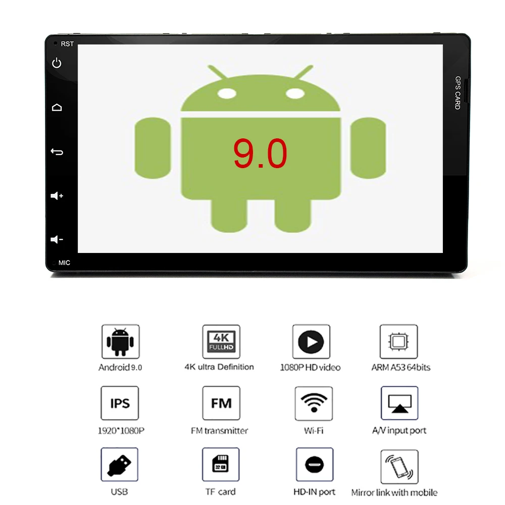 YAZH 9," ips Восьмиядерный автомобильный стерео Мультимедиа для Toyota RAV4 с Android 9,0 пирог/4 K видео/встроенное зеркало-Ссылка/диммер
