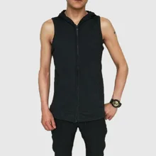 Мужской однотонный жилет, Модный Кардиган большого размера, мужской модный M-5xl жилет с капюшоном без рукавов, майки больших размеров