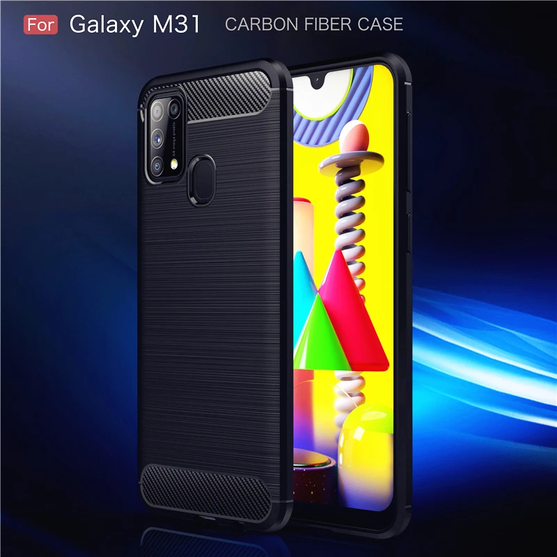Для Samsung Galaxy M31 чехол из углеродного волокна противоударный силиконовый для |
