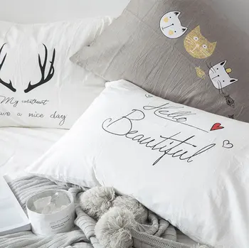 

Nordic letter animal deer cat bear geometric pillow case fashion cool white pink grey cushion cover