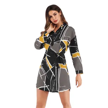 

Geometric blouse women New Print Panelled blusas womens tops and blouses Red Yellow 5967