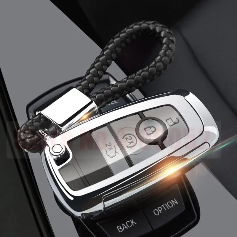 Ключ чехол КРЫШКА ДЛЯ Ford Fusion Mustang Explorer F-150 F-250 F-350 дистанционный ключ чехол Fob чехол-накладка мягкий чехол держатель 5 Кнопка - Название цвета: silver with chain