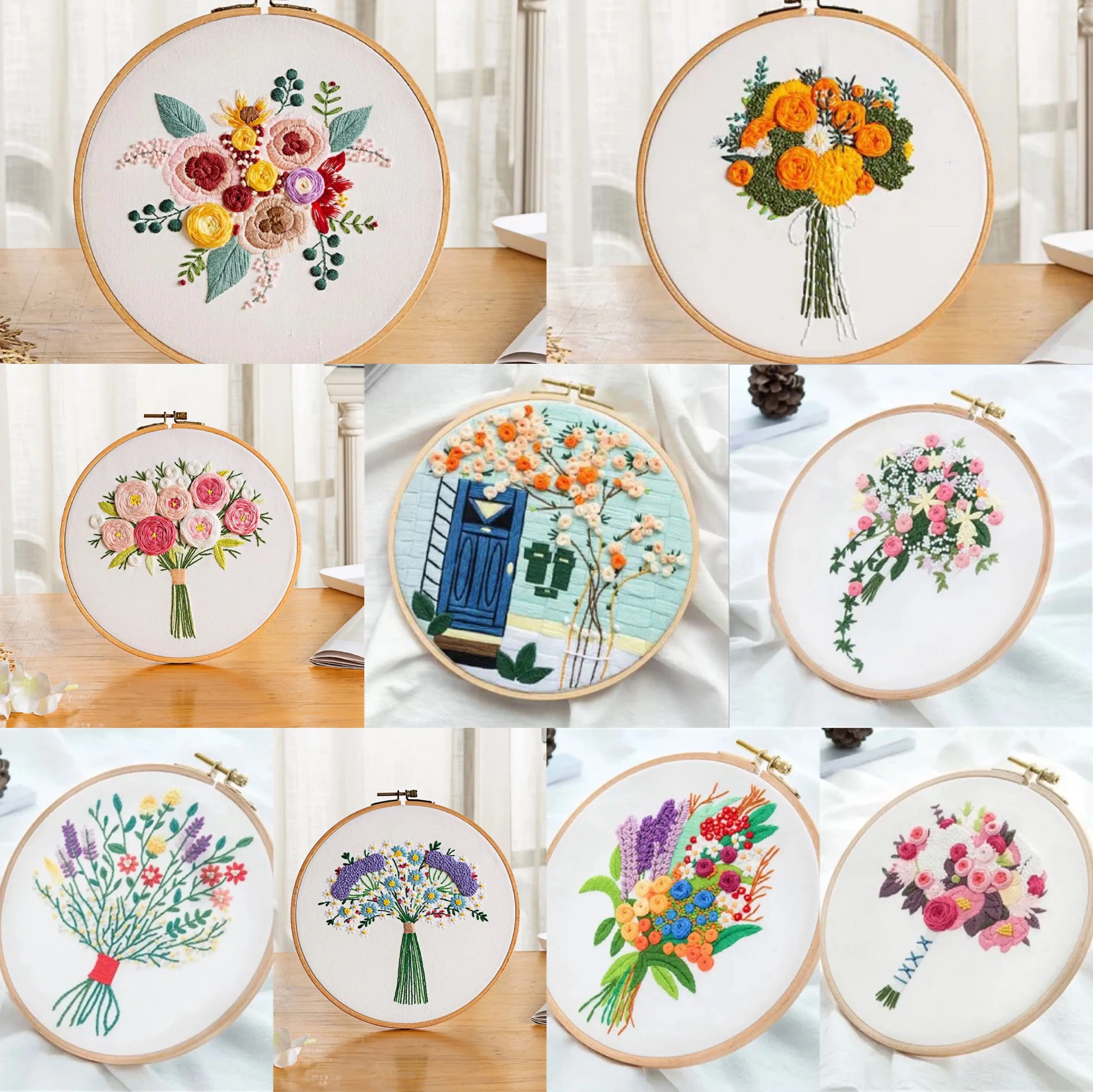 DIY Embroidery Kit Hoop Flower Plant Pattern Cross Stitch for Beginners  Hanging Handwork Needlework Crafts With Embroidery Frame - AliExpress
