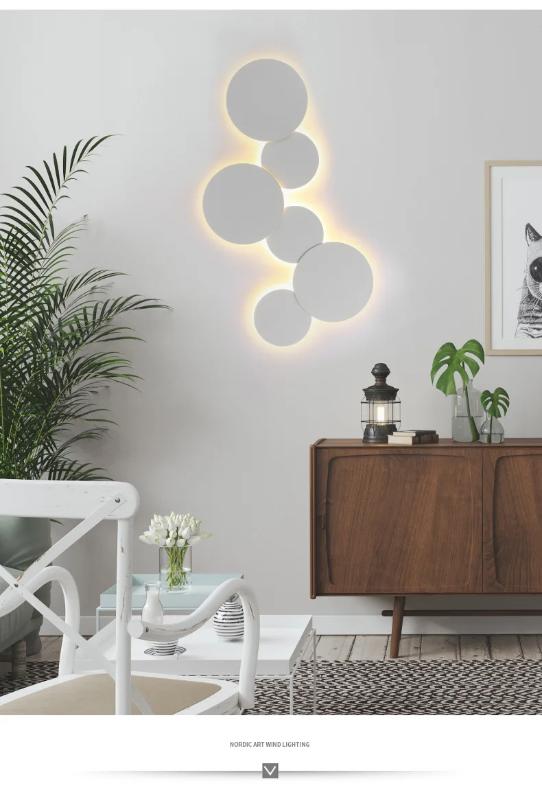18 Вт креативный DIY светодиодный солнечный Затмение Крытый настенный светильник белый черный деревянный цвет гостиная украшение круглые бра домашнее освещение