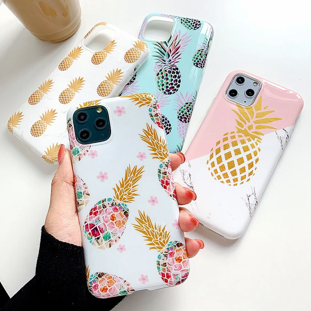 Прозрачный чехол из ТПУ с золотистым и маленьким ананасом для Apple iphone 11 Pro XS Max X XR 8 7