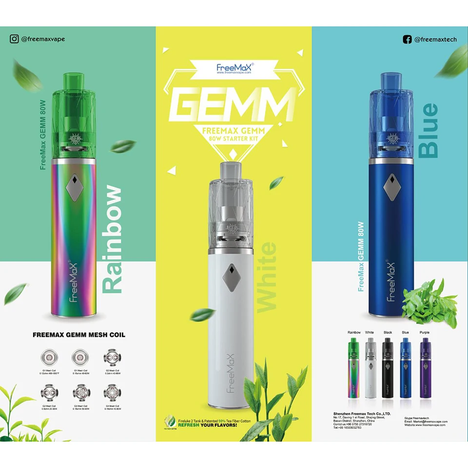 Original Freemax GEMM 80W Starter vape Kit 2900mAh with 5ml GEMM Disposable Vape Tank SingleDual Mesh Electronic Cigarette kit (18)