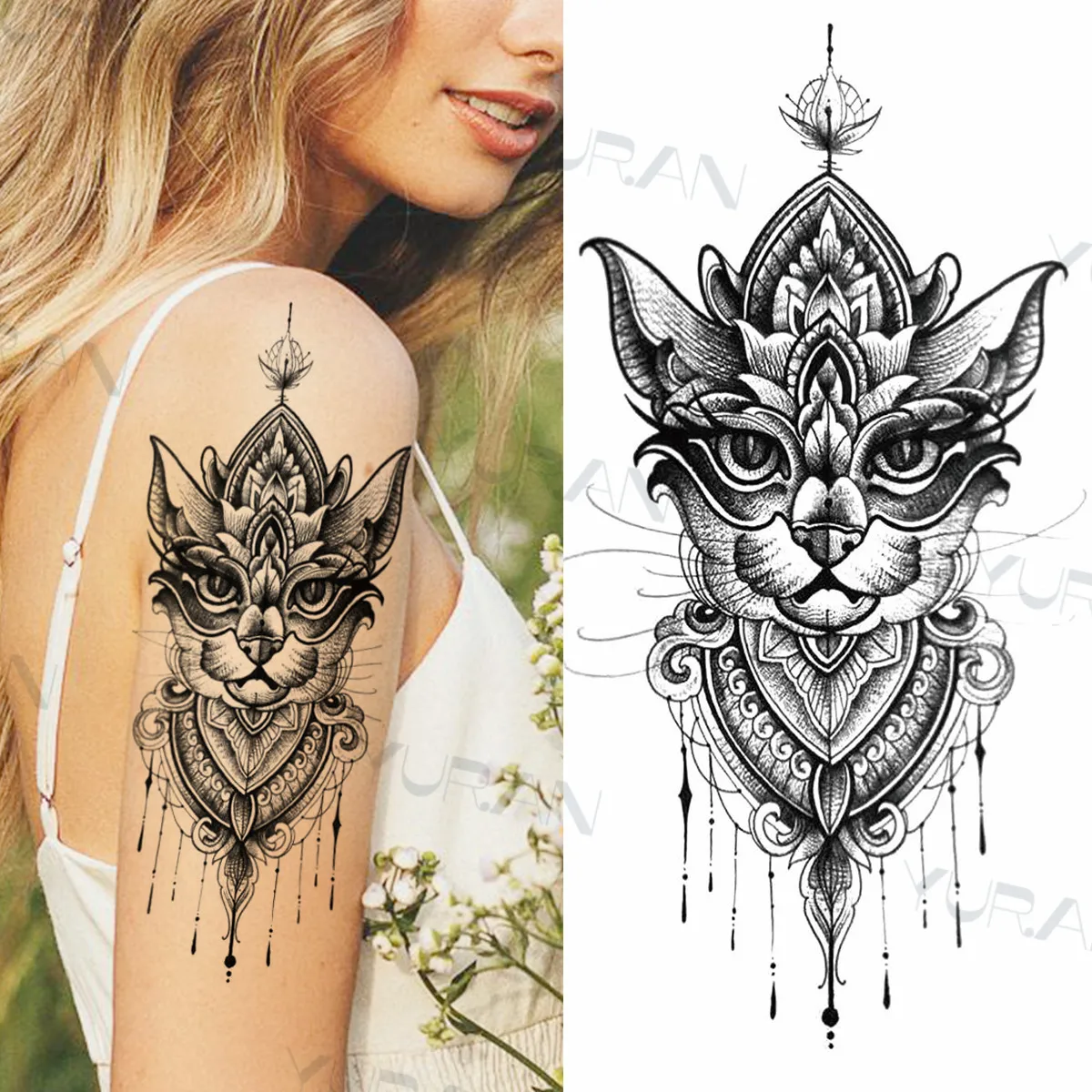 Geometric Tiger Lotus Tattoo Sticker For Women Female Mandala Elephant Lace  Black Henna Temporary Tattoo Diy Washable Tatoos - Temporary Tattoos -  AliExpress