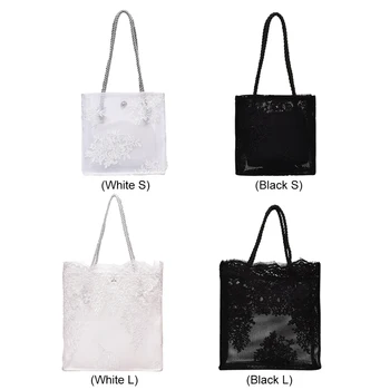 

2pcs/set Nylon Women Lace Handbags Ladies Fashion Tote Purse Beach Shoulder Bag Female Classic Elegant Shoulder Handbags