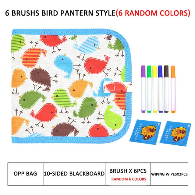 bird 10 page 6 pen DIY волшебная доска для рисования каракули эскиз живопись Рисование раскраски книги для детей с водой Мел протирать обучения Развивающие игрушки - Цвет: bird 10 page 6 pen