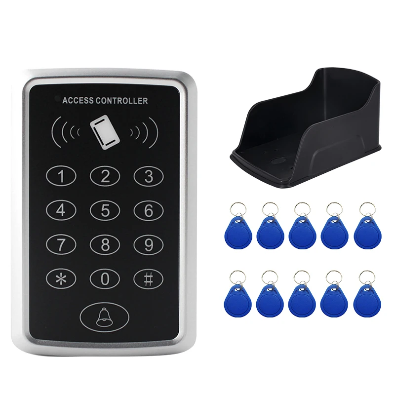 

New RFID Keypad Access Control System Waterproof Cover Outdoor 10Pcs Keyfobs Door Opener for Home Lock System