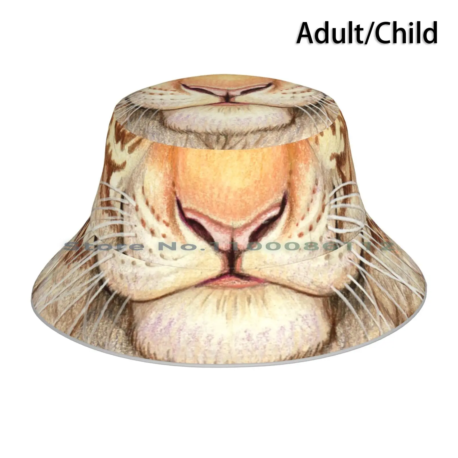 Tabby Tigress Nose Bucket Hat Sun Cap Tigers Tigress Nose Muzzle Mask Foldable Outdoor Fisherman Hat